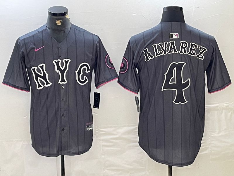 Men New York Mets #4 Alyarez Black City Edition 2024 Nike MLB Jersey style 2->atlanta braves->MLB Jersey